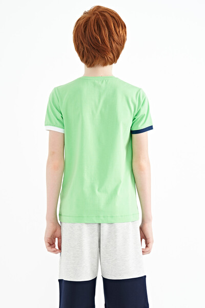 Tommylife Toptan O Yaka Standart Kalıp Baskılı Erkek Çocuk T-Shirt 11156 Neon Yeşil - Thumbnail