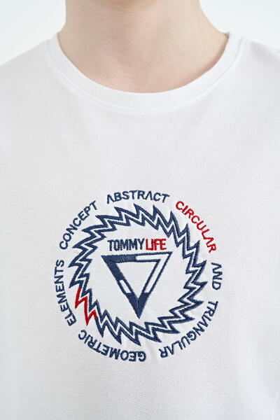 Tommylife Toptan O Yaka Standart Kalıp Erkek Çocuk T-Shirt 11115 Beyaz - Thumbnail