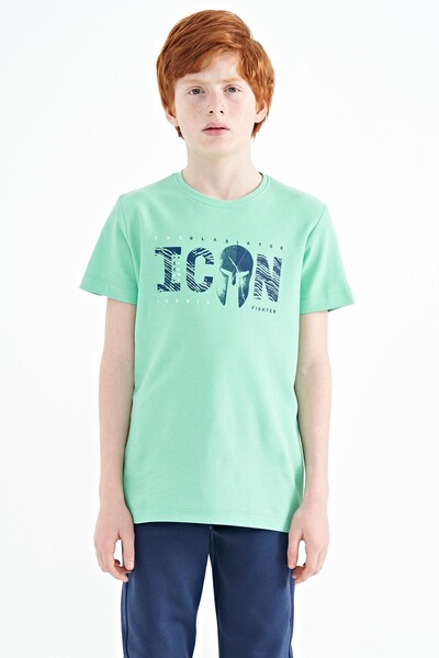 Tommylife Toptan O Yaka Standart Kalıp Erkek Çocuk T-Shirt 11118 Su Yeşili - Thumbnail