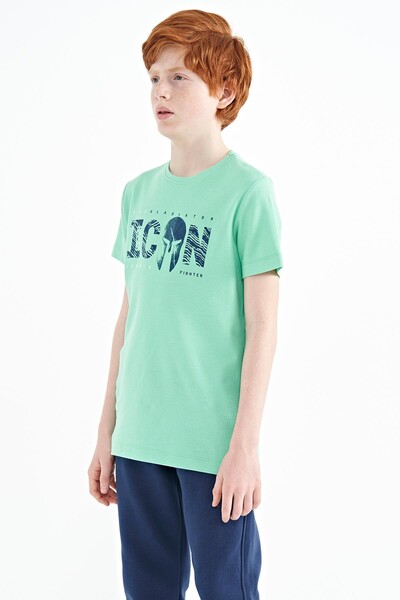 Tommylife Toptan O Yaka Standart Kalıp Erkek Çocuk T-Shirt 11118 Su Yeşili - Thumbnail