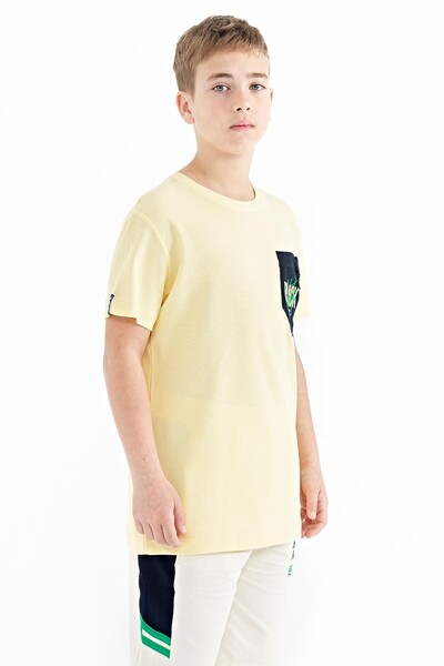 Tommylife Toptan O Yaka Standart Kalıp Nakışlı Erkek Çocuk T-Shirt 11116 Sarı - Thumbnail