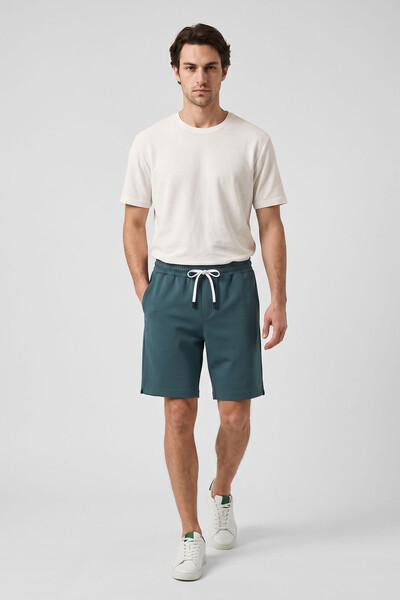 Tommylife Toptan Orman Yeşili Standart Fit Basic Arka Cepli Erkek Şort - 81314 - Thumbnail