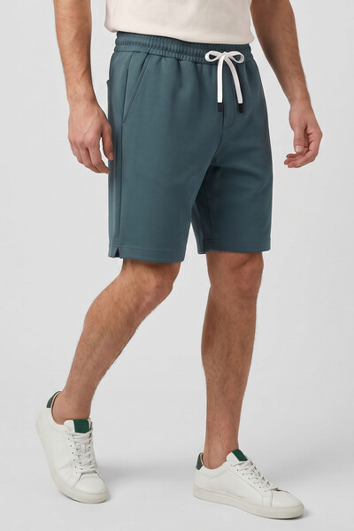 Tommylife Toptan Orman Yeşili Standart Fit Basic Arka Cepli Erkek Şort - 81314 - Thumbnail