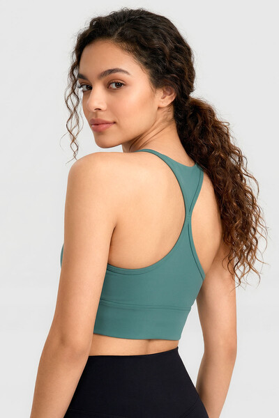 Tommylife Toptan Orman Yeşili Standart Fit Baskılı Sırt Detaylı Kadın Spor Büstiyer - 97300 - Thumbnail