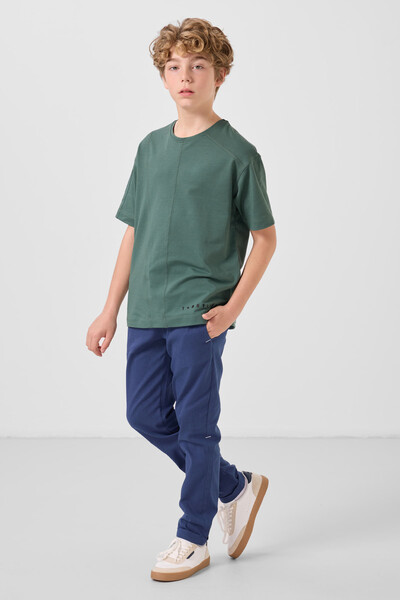 Tommylife Toptan Pamuklu Yumuşak Dokulu Oversize Basic Erkek Çocuk T-Shirt 11297 Açık Yeşil - Thumbnail