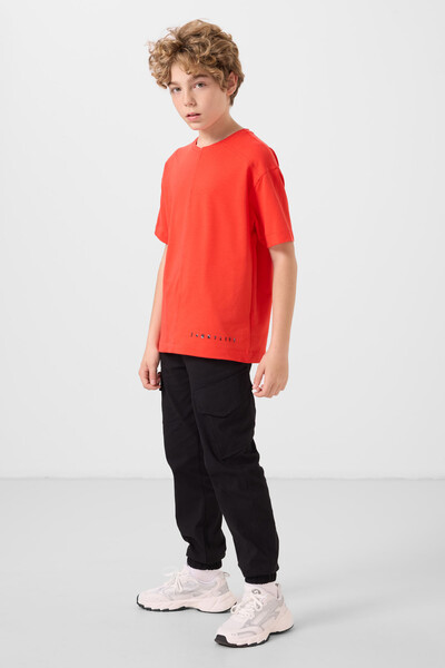 Tommylife Toptan Pamuklu Yumuşak Dokulu Oversize Basic Erkek Çocuk T-Shirt 11297 Fiesta - Thumbnail