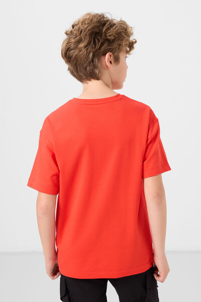 Tommylife Toptan Pamuklu Yumuşak Dokulu Oversize Basic Erkek Çocuk T-Shirt 11297 Fiesta - Thumbnail