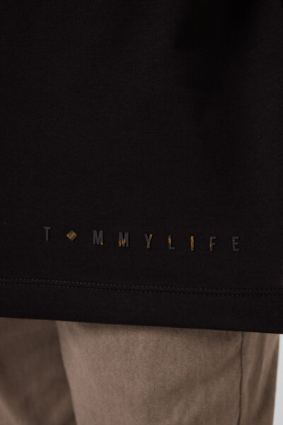 Tommylife Toptan Pamuklu Yumuşak Dokulu Oversize Basic Erkek Çocuk T-Shirt 11297 Siyah - Thumbnail