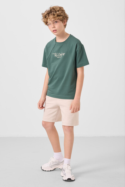 Tommylife Toptan Pamuklu Yumuşak Dokulu Oversize Baskılı Erkek Çocuk T-Shirt 11285 Açık Yeşil - Thumbnail