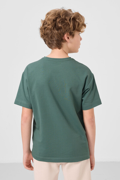 Tommylife Toptan Pamuklu Yumuşak Dokulu Oversize Baskılı Erkek Çocuk T-Shirt 11285 Açık Yeşil - Thumbnail