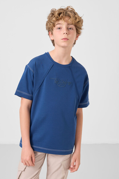 Tommylife Toptan Pamuklu Yumuşak Dokulu Oversize Baskılı Erkek Çocuk T-Shirt 11285 Parlament - Thumbnail