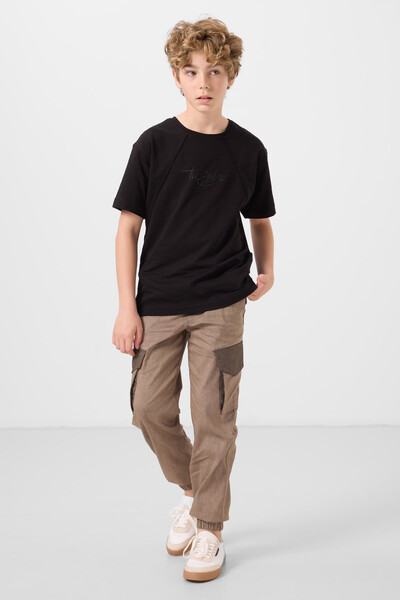 Tommylife Toptan Pamuklu Yumuşak Dokulu Oversize Baskılı Erkek Çocuk T-Shirt 11285 Siyah - Thumbnail