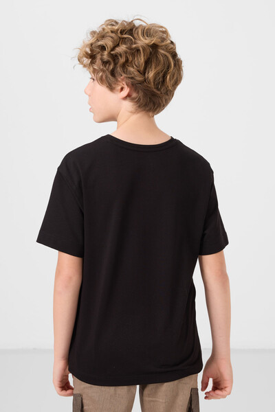 Tommylife Toptan Pamuklu Yumuşak Dokulu Oversize Baskılı Erkek Çocuk T-Shirt 11285 Siyah - Thumbnail