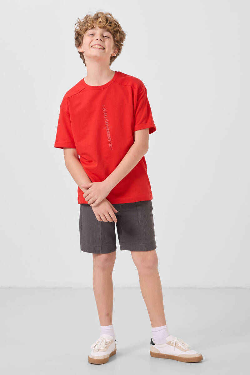 TOMMYLIFE - Tommylife Toptan Pamuklu Yumuşak Dokulu Oversize Baskılı Erkek Çocuk T-Shirt 11301 Fiesta