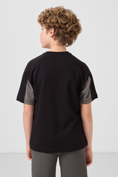 Tommylife Toptan Pamuklu Yumuşak Dokulu Oversize Fit Baskılı Erkek Çocuk T-Shirt 11290 Siyah - Thumbnail