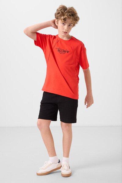 Tommylife Toptan Pamuklu Yumuşak Dokulu Oversize Fit Baskılı Erkek Çocuk T-Shirt 11285 Fiesta - Thumbnail