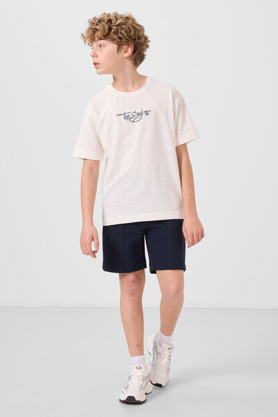 Tommylife Toptan Pamuklu Yumuşak Dokulu Standart Fit Basic Erkek Çocuk Şort 11289 Lacivert - Thumbnail