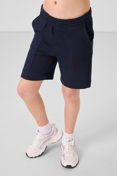 Tommylife Toptan Pamuklu Yumuşak Dokulu Standart Fit Basic Erkek Çocuk Şort 11289 Lacivert - Thumbnail