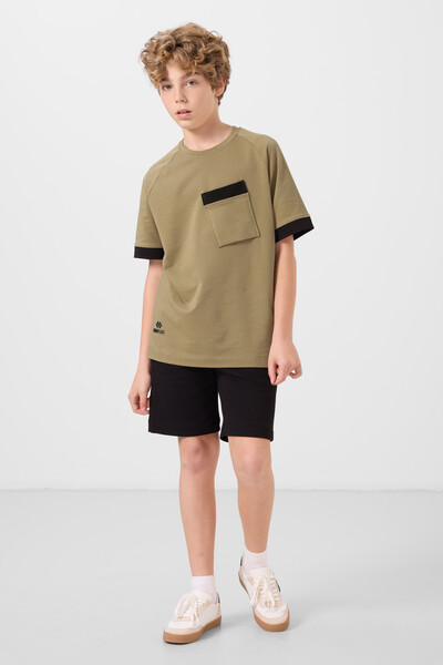 Tommylife Toptan Pamuklu Yumuşak Dokulu Standart Fit Basic Erkek Çocuk Şort 11293 Siyah - Thumbnail