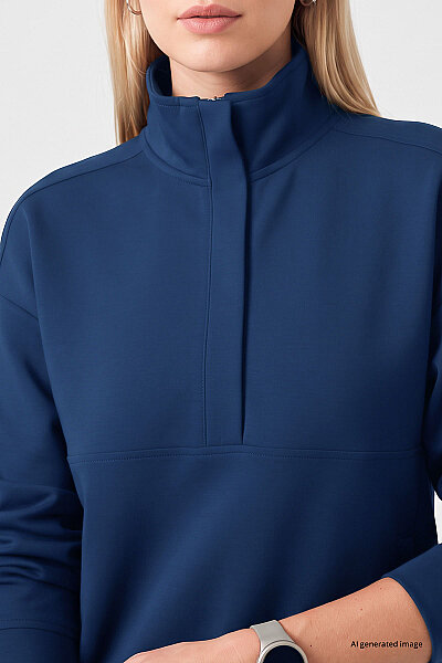 Tommylife Toptan Parlament Dik Yaka Fermuarlı Rahat Form Kadın Sweatshirt - 97314 - 3