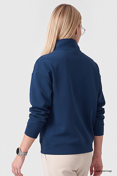 Tommylife Toptan Parlament Dik Yaka Fermuarlı Rahat Form Kadın Sweatshirt - 97314 - 5