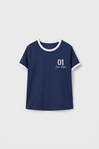 TOMMYLIFE - Tommylife Toptan Parlament Omuz Biye Detaylı Baskılı Kız Çocuk T-Shirt - 75181