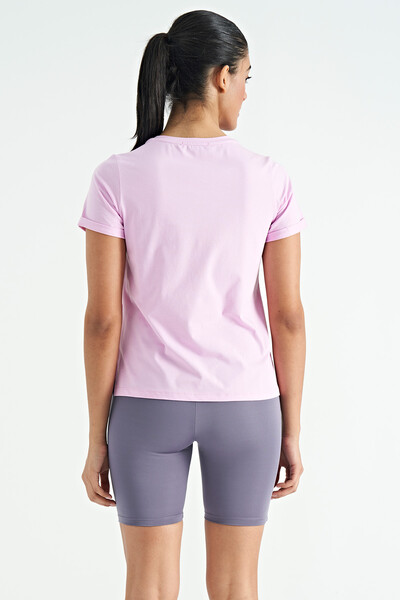 Tommylife Toptan Pembe Renkli Yazı Baskılı Rahat Form Kadın Basic T-Shirt - 02241 - Thumbnail