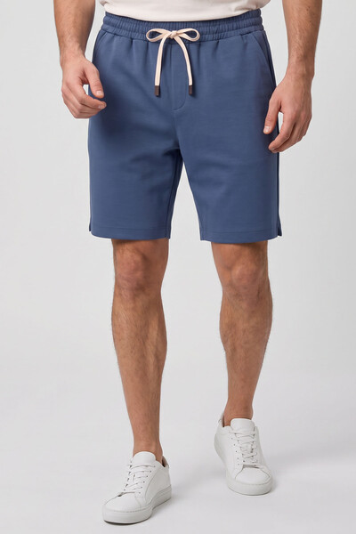 TOMMYLIFE - Tommylife Toptan Petrol Standart Fit Basic Arka Cepli Erkek Şort - 81314
