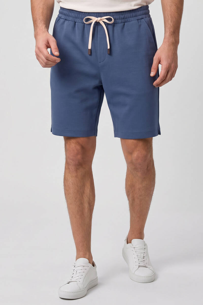 TOMMYLIFE - Tommylife Toptan Petrol Standart Fit Basic Arka Cepli Erkek Şort - 81314