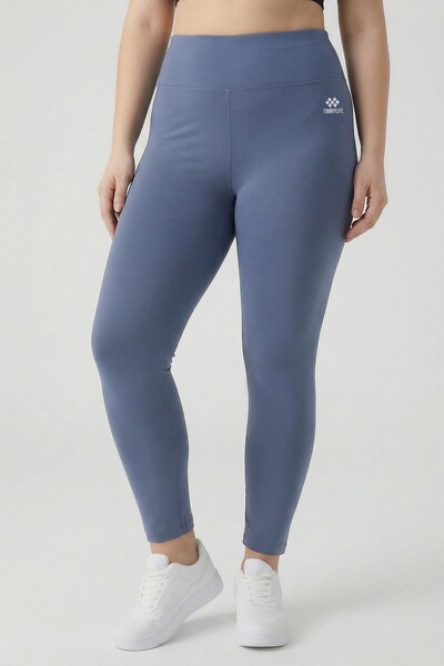 Tommylife Toptan Petrol Yüksek Bel Toparlayıcı Battal Büyük Beden Kadın Tayt - 94650 - Thumbnail