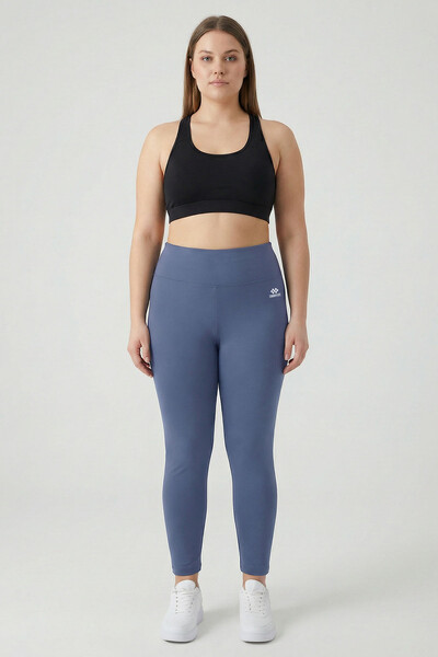 TOMMYLIFE - Tommylife Toptan Petrol Yüksek Bel Toparlayıcı Battal Büyük Beden Kadın Tayt - 94650