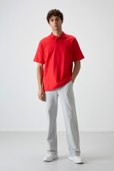 Tommylife Toptan Polo Yaka Oversize Basic Erkek T-Shirt 88327 Fiesta - Thumbnail
