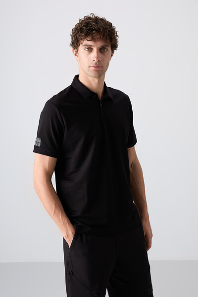 Tommylife Toptan Polo Yaka Standart Fit Basic Erkek T-Shirt 88351 Siyah - Thumbnail