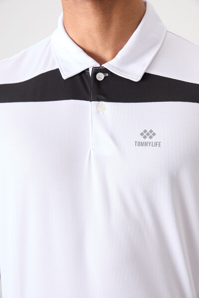 Tommylife Toptan Polo Yaka Standart Kalıp Aktif Spor Erkek T-Shirt 88392 Beyaz - Thumbnail
