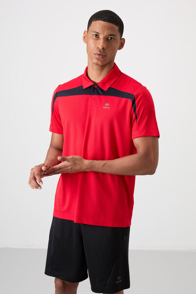 Tommylife Toptan Polo Yaka Standart Kalıp Aktif Spor Erkek T-Shirt 88392 Kırmızı - Thumbnail