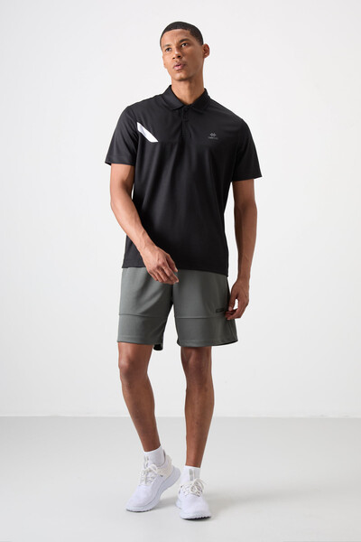 Tommylife Toptan Polo Yaka Standart Kalıp Aktif Spor Erkek T-Shirt 88402 Siyah - Thumbnail