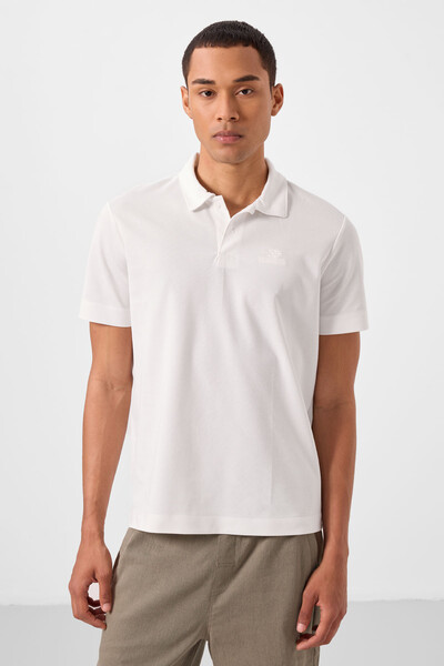 Tommylife Toptan Polo Yaka Standart Kalıp Basic Erkek T-Shirt 87748 Ekru