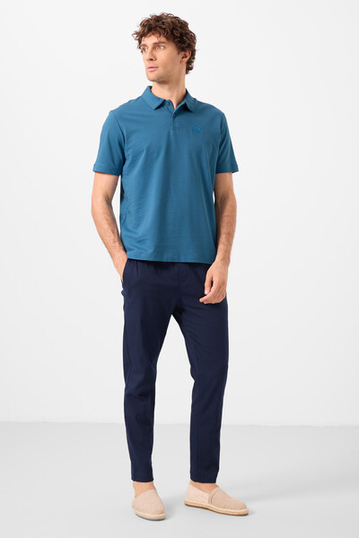 Tommylife Toptan Polo Yaka Standart Kalıp Basic Erkek T-Shirt 87748 Saks - 2