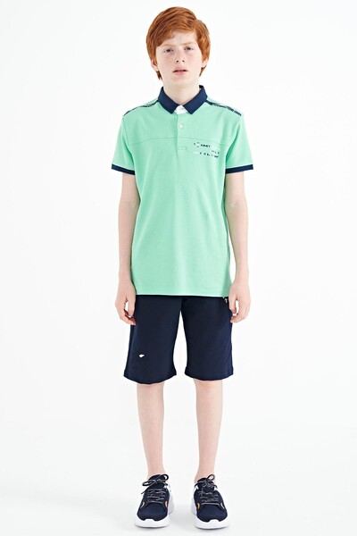 Tommylife Toptan Polo Yaka Standart Kalıp Baskılı Erkek Çocuk T-Shirt 11140 Su Yeşili - Thumbnail