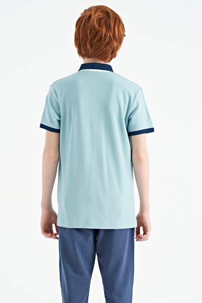 Tommylife Toptan Polo Yaka Standart Kalıp Baskılı Erkek Çocuk T-Shirt 11144 Açık Mavi - Thumbnail