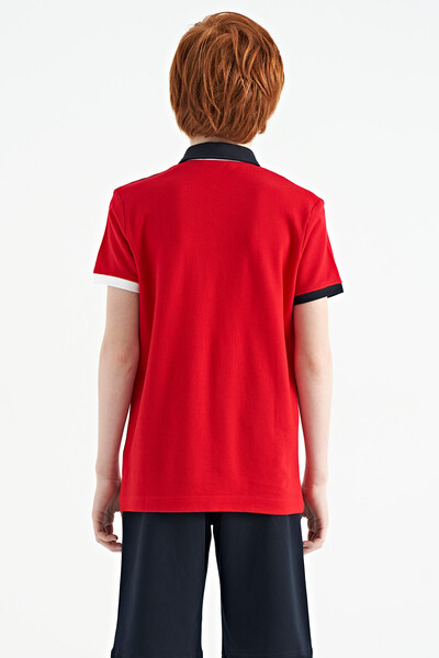 Tommylife Toptan Polo Yaka Standart Kalıp Baskılı Erkek Çocuk T-Shirt 11161 Kırmızı - Thumbnail