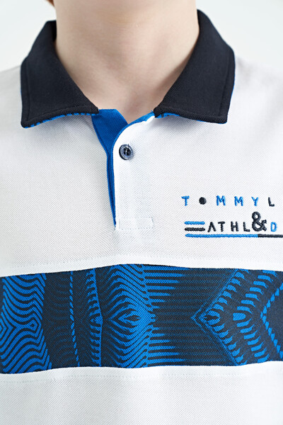 Tommylife Toptan Polo Yaka Standart Kalıp Baskılı Erkek Çocuk T-Shirt 11162 Beyaz - Thumbnail