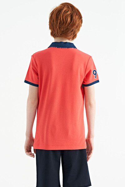 Tommylife Toptan Polo Yaka Standart Kalıp Baskılı Erkek Çocuk T-Shirt 11162 Coral - Thumbnail