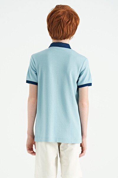 Tommylife Toptan Polo Yaka Standart Kalıp Baskılı Erkek Çocuk T-Shirt 11165 Açık Mavi - Thumbnail