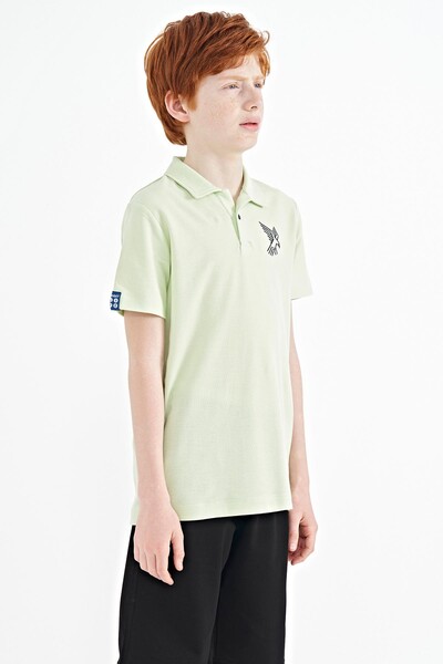 Tommylife Toptan Polo Yaka Standart Kalıp Erkek Çocuk T-Shirt 11084 Açık Yeşil - Thumbnail