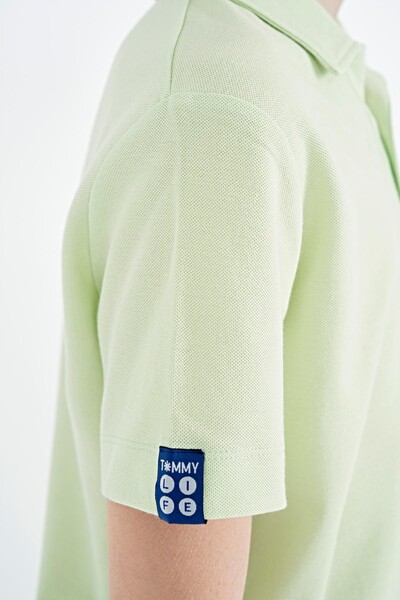 Tommylife Toptan Polo Yaka Standart Kalıp Erkek Çocuk T-Shirt 11084 Açık Yeşil - Thumbnail