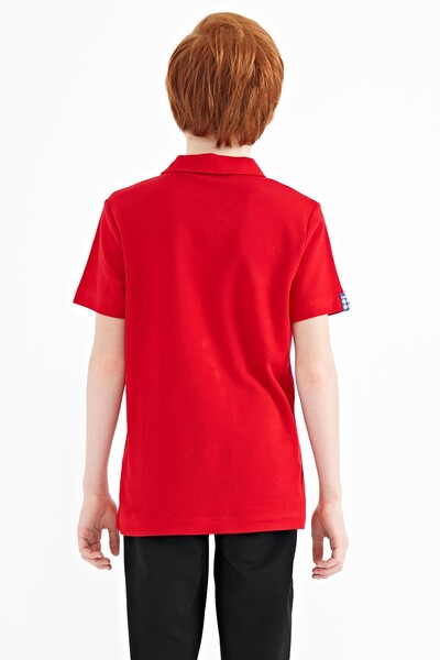 Tommylife Toptan Polo Yaka Standart Kalıp Erkek Çocuk T-Shirt 11084 Kırmızı - Thumbnail