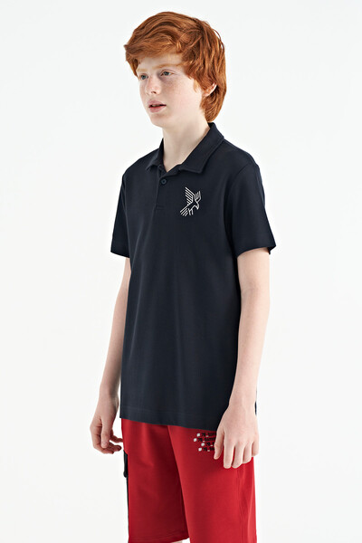 Tommylife Toptan Polo Yaka Standart Kalıp Erkek Çocuk T-Shirt 11084 Lacivert - Thumbnail
