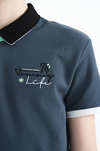 Tommylife Toptan Polo Yaka Standart Kalıp Erkek Çocuk T-Shirt 11085 Orman Yeşili - Thumbnail
