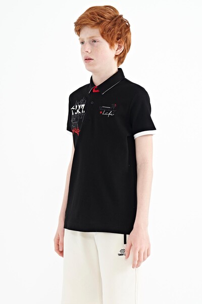 Tommylife Toptan Polo Yaka Standart Kalıp Erkek Çocuk T-Shirt 11085 Siyah - Thumbnail